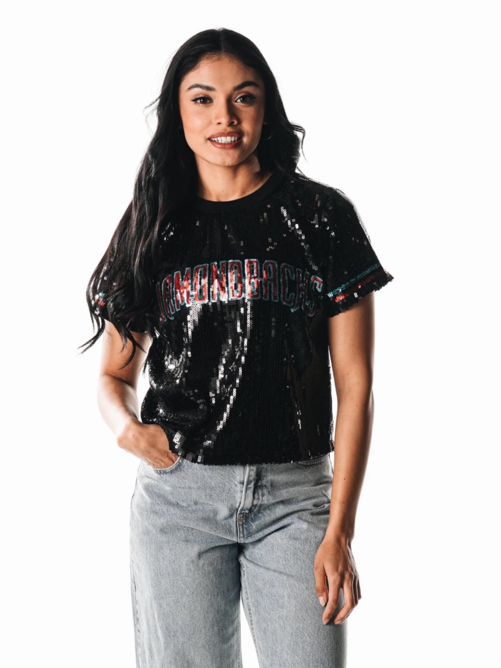 AZ Diamondbacks MLB Black Sequin Short-Sleeve Tee